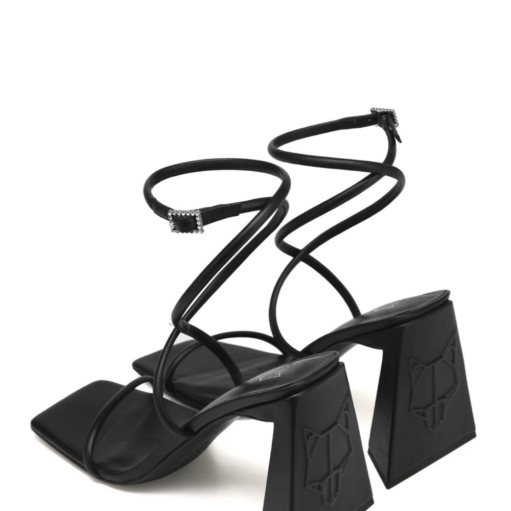 Naked Wolfe Black Strappy Heels